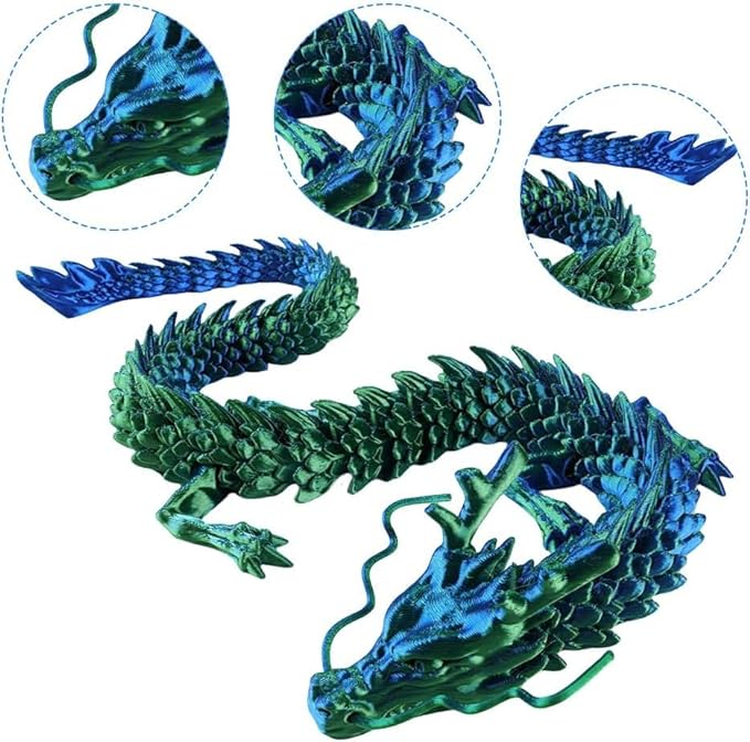 Flexible Joints Dragon in Egg Crystal Sculpture - 3D Printed Dragon Toy for Home and Office Decor