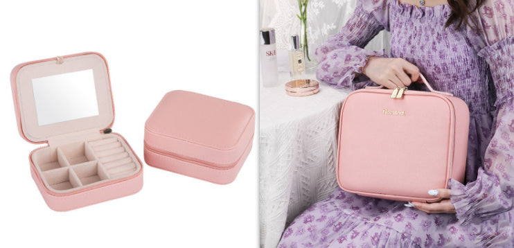 Smart LED Cosmetic Case with Mirror – Large Capacity Portable Makeup Bag, Fashionable Travel Storage