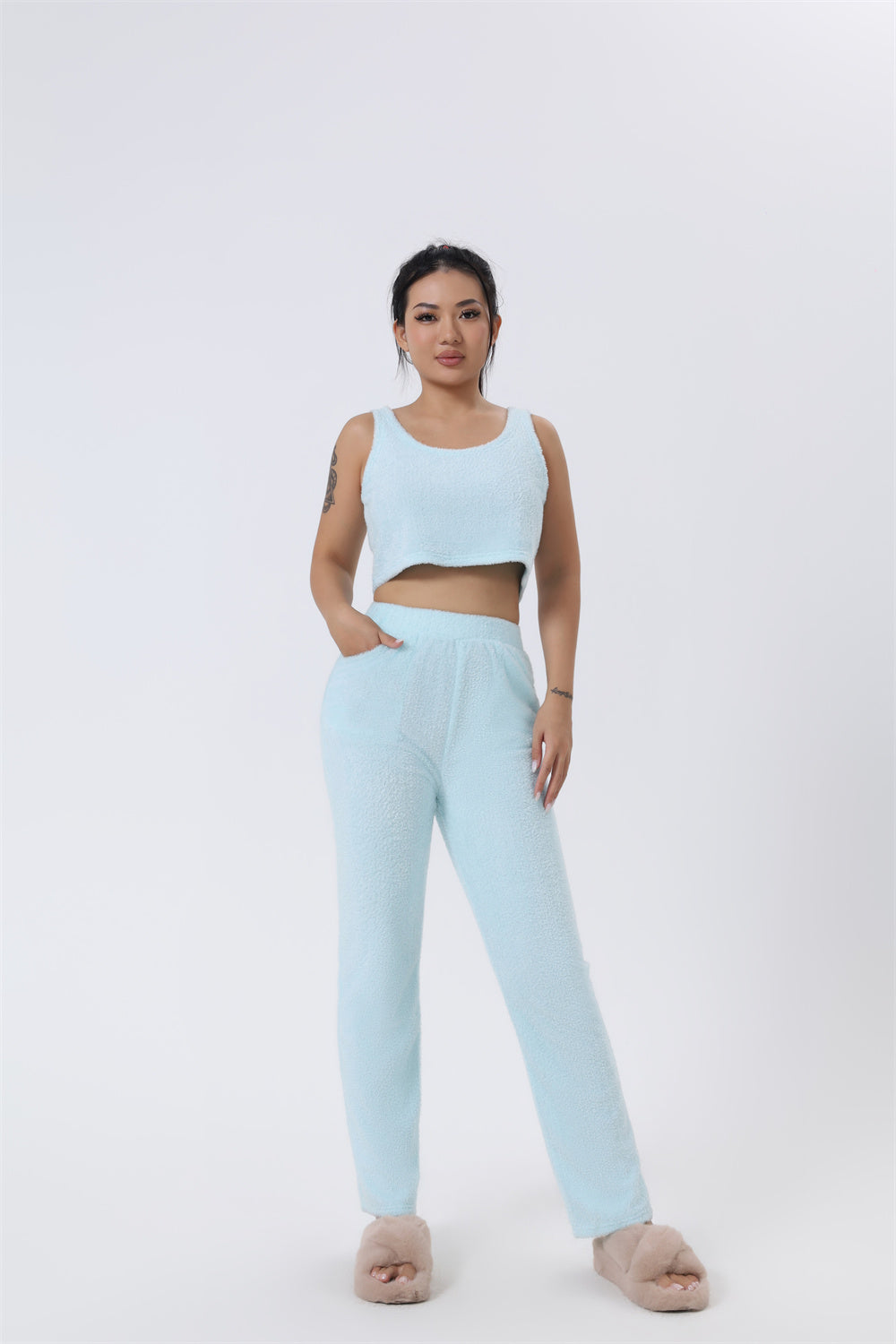 Cozy Pajama Set, 3 Piece Lounge Set, Cute Loungewear, Warm Suit Sets, Matching Set, Lounge Set, 3 Piece Pant Sets, Women Winter