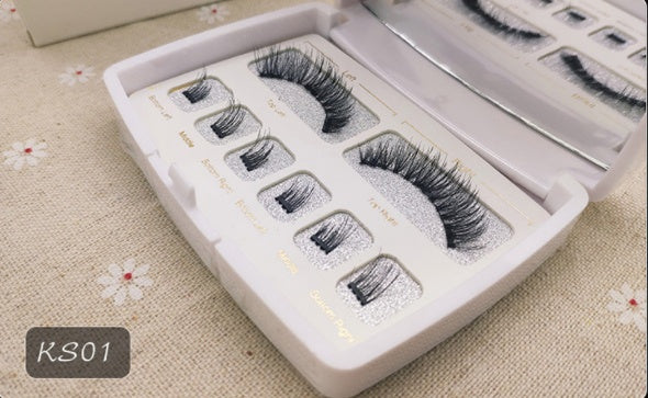 Magnetic Eyelashes Kit – Reusable Handmade Lashes with Transparent Band, Tweezers, and Mirror