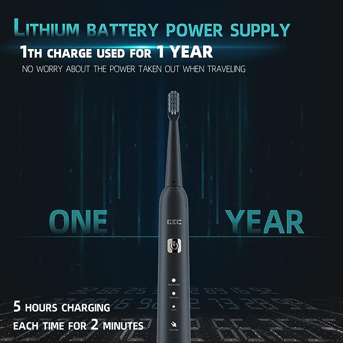 Electric Toothbrush for Adults, 8 Brush Heads Toothbrush w/ 40,000 VPM, Charge Once Last for 365 Days, 6 HIGH-Performance Brushing Modes, Electric Toothbrush