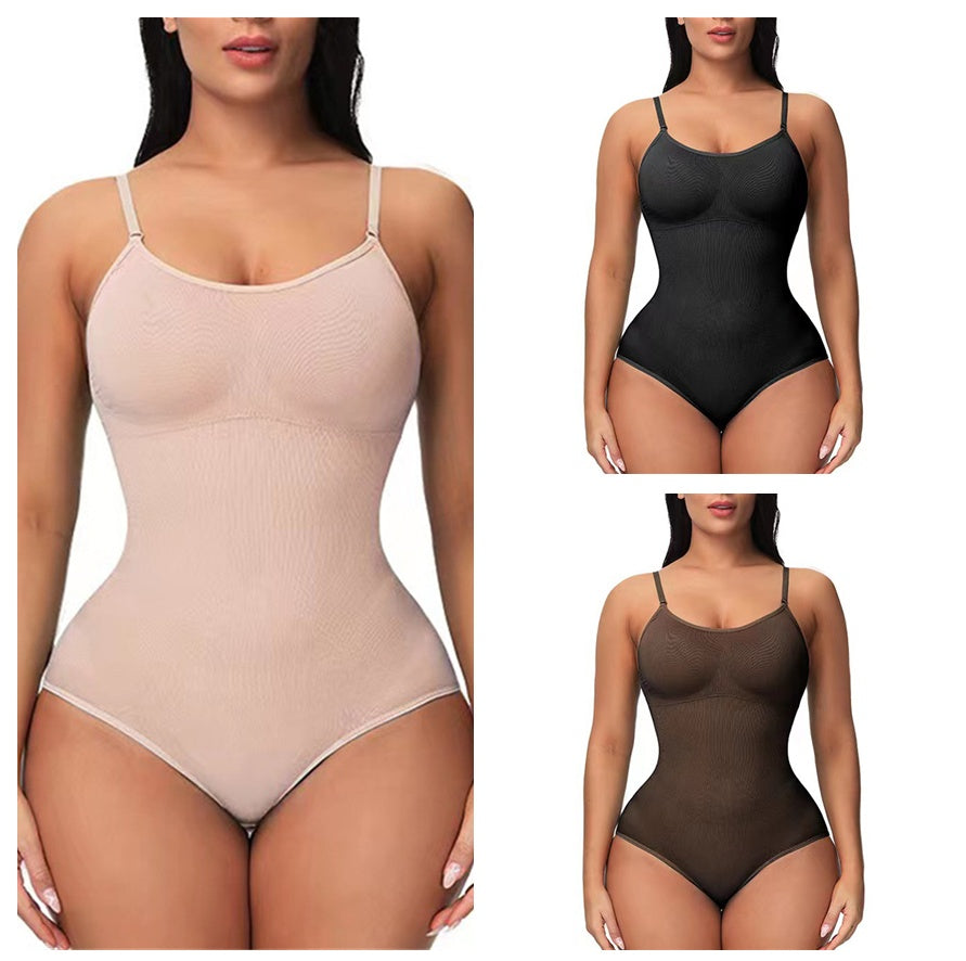 Seamless One-Piece Shapewear Bodysuit – Sculpting Compression with Adjustable Straps