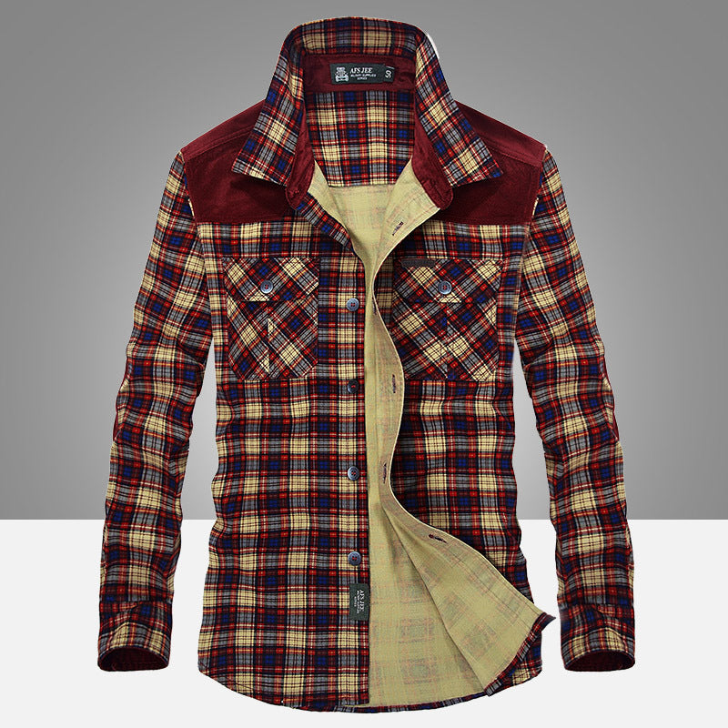 Cotton Plaid Dress Shirt for Men