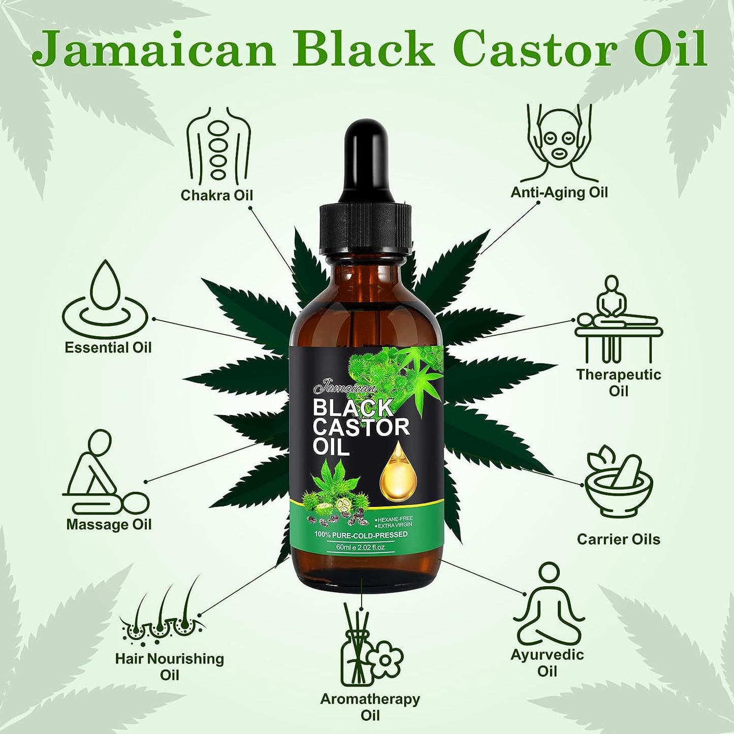 Black Castor Oil for Hair Care - Essential Oil Massage Oil for Healthy Hair Growth