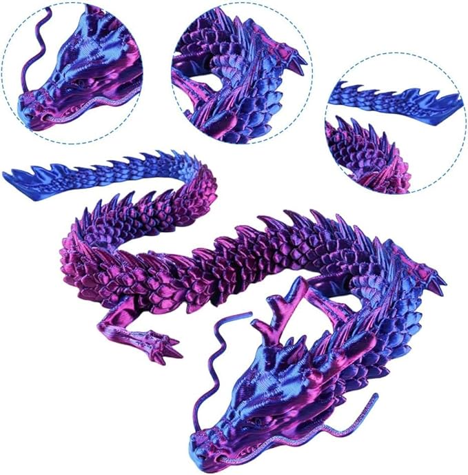 Flexible Joints Dragon in Egg Crystal Sculpture - 3D Printed Dragon Toy for Home and Office Decor