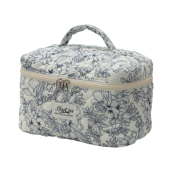 3-Piece Floral Travel Cosmetic Bag Set – Quilted Makeup Organizers for Women