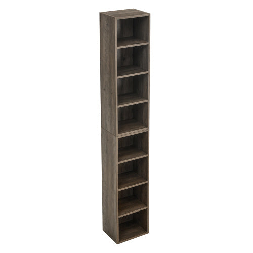 8 Tier Media Tower, CD DVD Slim Locker With Adjustable Shelves, High & Narrow Bookshelf Display Bookshelf, Suitable For Home Office, Multifunctional Double Deck Bookshelf