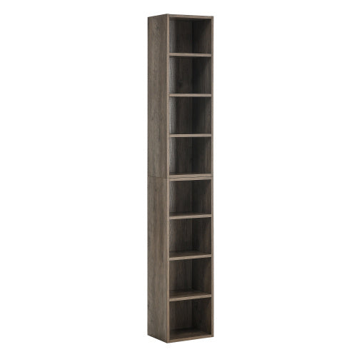 8 Tier Media Tower, CD DVD Slim Locker With Adjustable Shelves, High & Narrow Bookshelf Display Bookshelf, Suitable For Home Office, Multifunctional Double Deck Bookshelf