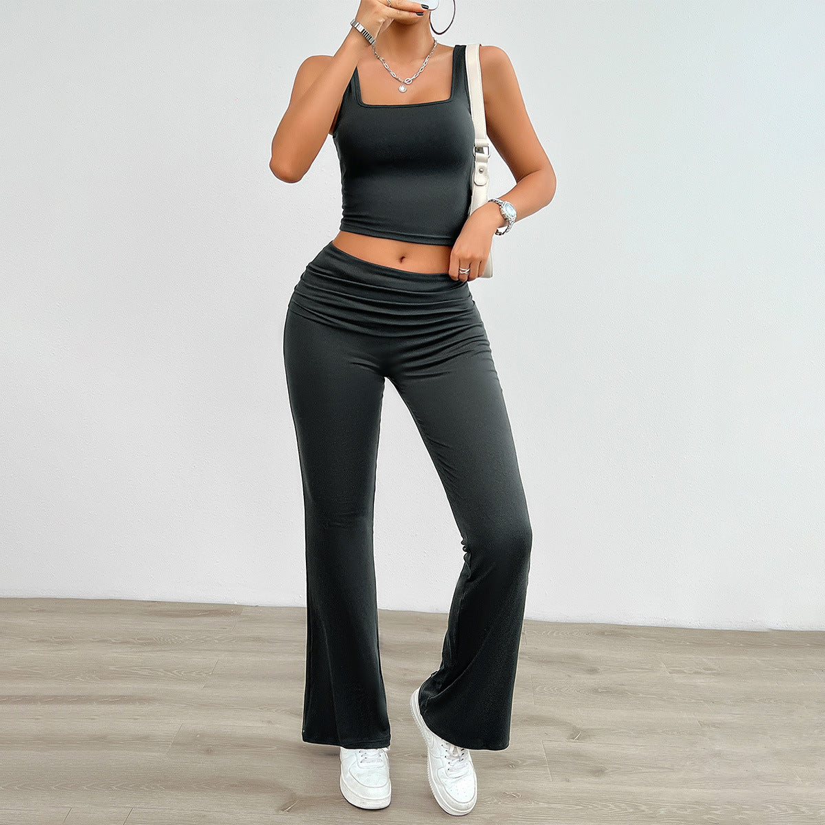 Solid Color Bodycon Tank Set – Women’s Sleek Two-Piece for Elevated Everyday Style