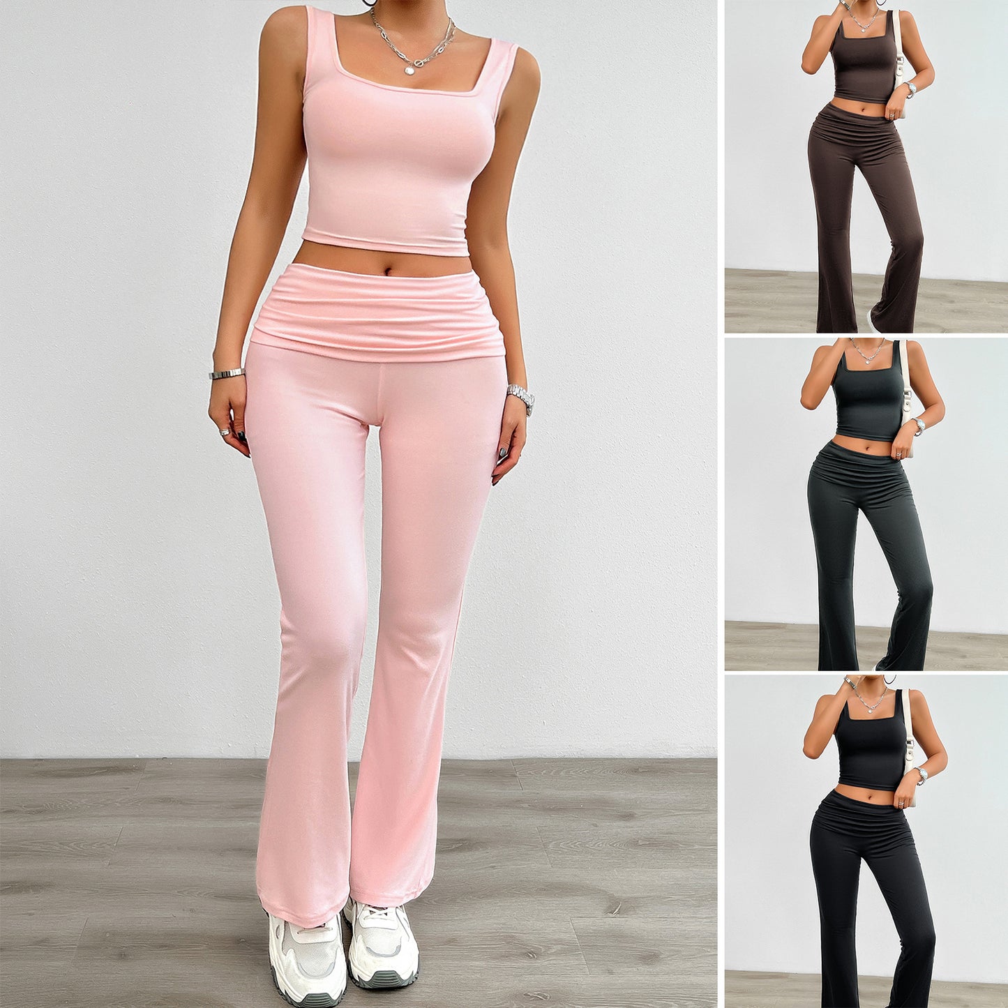 Solid Color Bodycon Tank Set – Women’s Sleek Two-Piece for Elevated Everyday Style