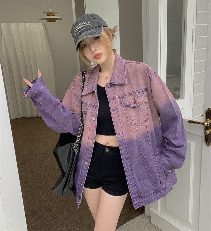 Fashionable Ombre Denim Jacket: Unique Fashion Statement