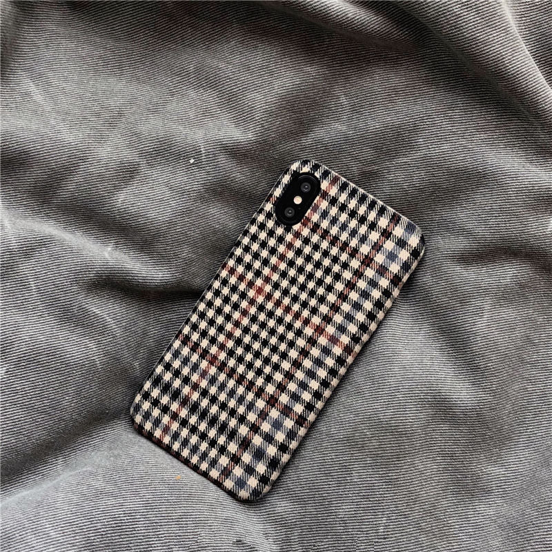 Fabric Plaid Material Mobile Phone Case Fall-proof