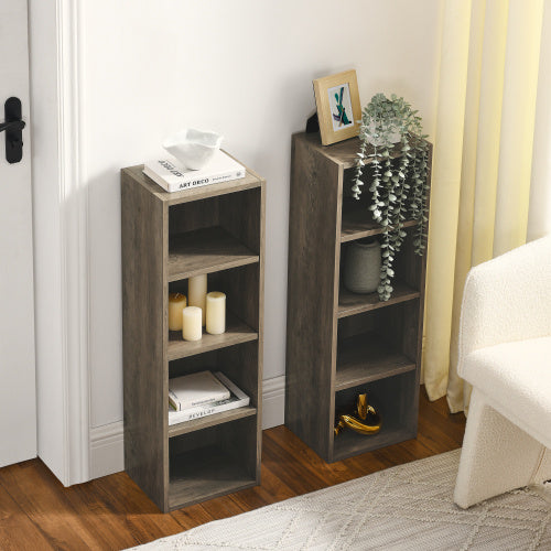 8 Tier Media Tower, CD DVD Slim Locker With Adjustable Shelves, High & Narrow Bookshelf Display Bookshelf, Suitable For Home Office, Multifunctional Double Deck Bookshelf