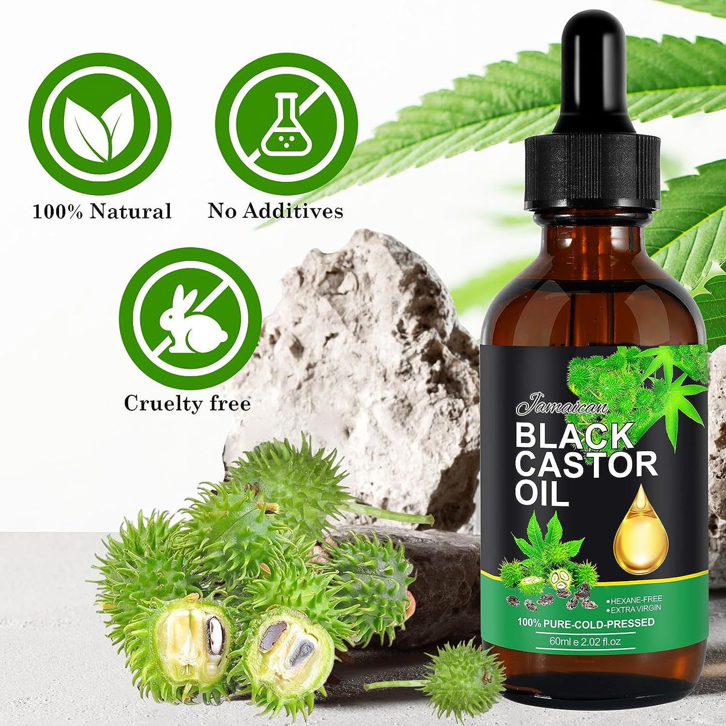 Black Castor Oil for Hair Care - Essential Oil Massage Oil for Healthy Hair Growth