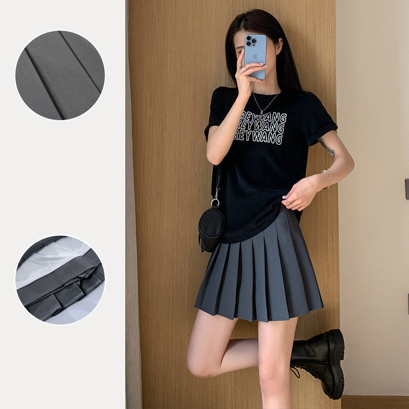 High Waist Pleated Skirt – Elegant A-Line Flowy Midi Skirt for Women, Summer Lightweight Knit Fabric, Casual & Office Wear