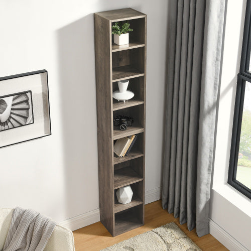 8 Tier Media Tower, CD DVD Slim Locker With Adjustable Shelves, High & Narrow Bookshelf Display Bookshelf, Suitable For Home Office, Multifunctional Double Deck Bookshelf