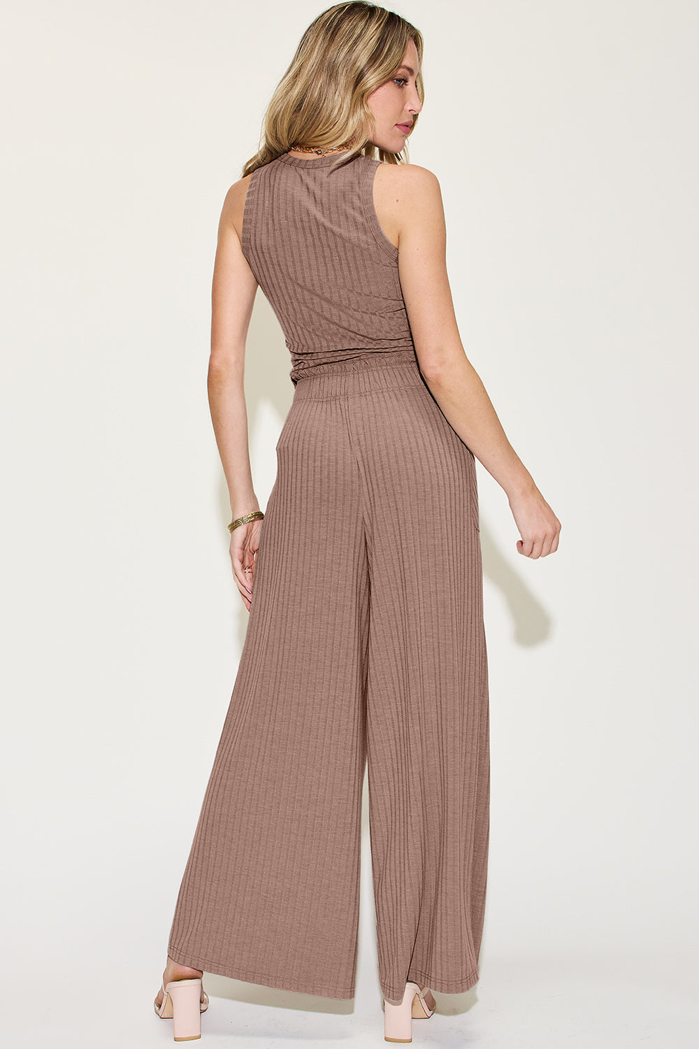 Basic Bae Ribbed Tank & Wide Leg Pants Set - Full Size Comfy Lounge Outfit
