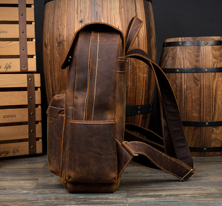 Crazy Horse men backpack Leather cowhide leather luggage male Baotou Backpack Bag