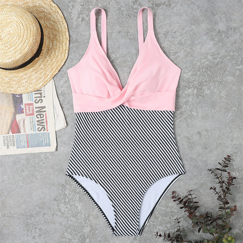 Slimming Color Matching One-piece Swimsuit For Women