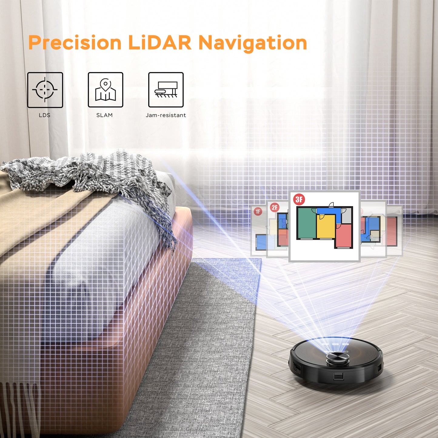 Geek Smart L8: LDS Navigation Robot Vacuum & Mop, Wi-Fi Connected, Selective Room Cleaning, 2700 PA Suction, Ideal for Pets & Larger Homes