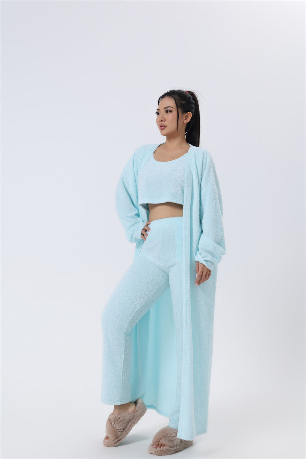 Cozy Pajama Set, 3 Piece Lounge Set, Cute Loungewear, Warm Suit Sets, Matching Set, Lounge Set, 3 Piece Pant Sets, Women Winter