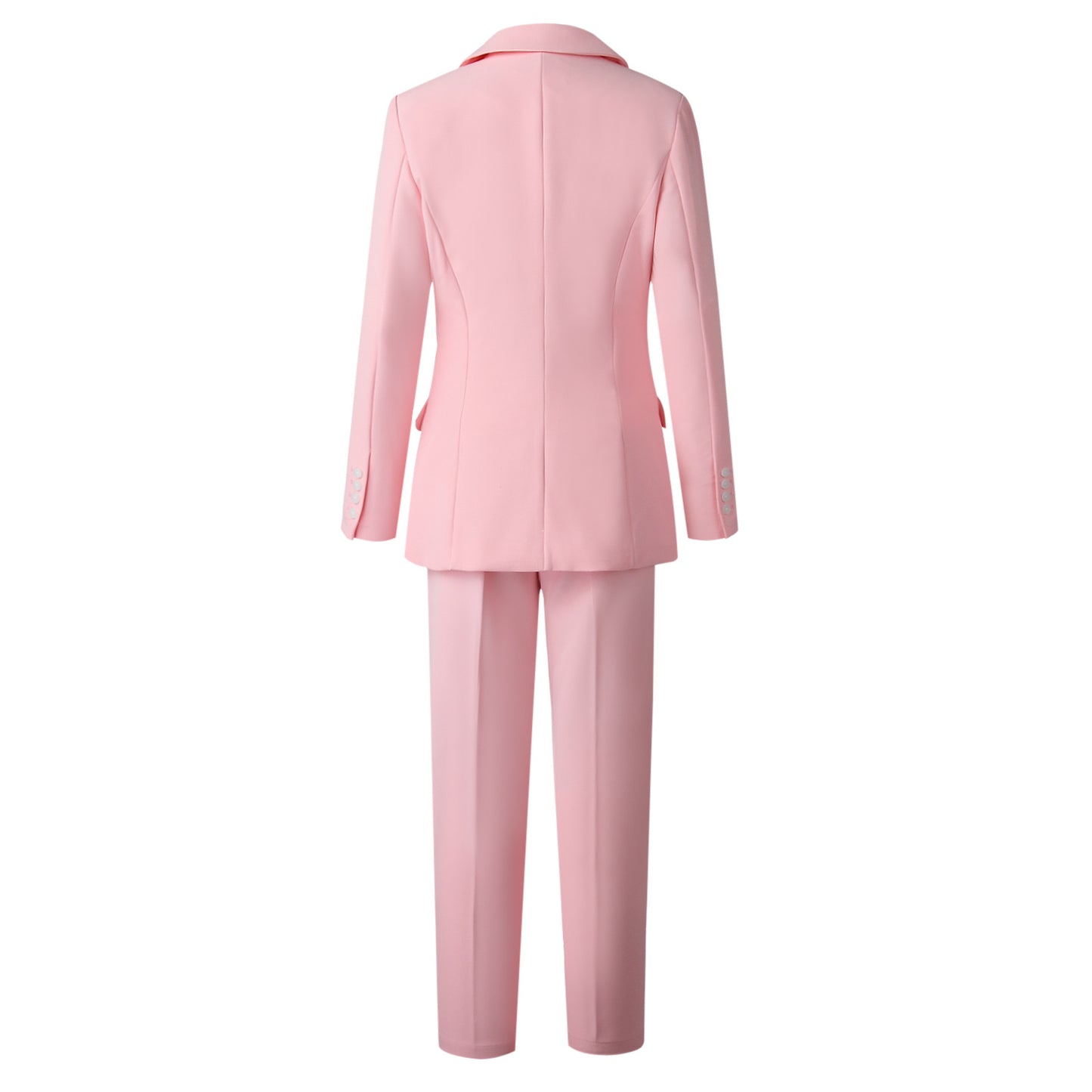 Women’s 3-Piece Pink Suit Set – Blazer, Vest & Trousers in Tailored Polyester