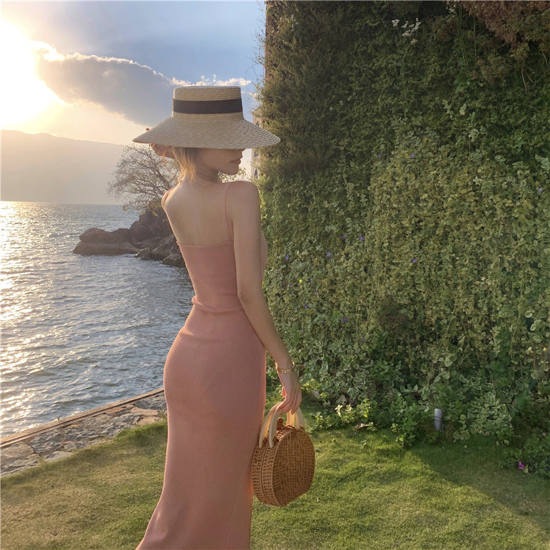 Temperament Solid Color Mid-length Dress