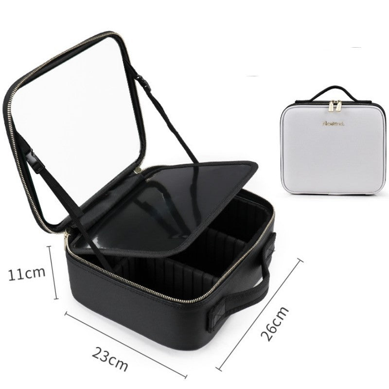 Smart LED Cosmetic Case with Mirror – Large Capacity Portable Makeup Bag, Fashionable Travel Storage