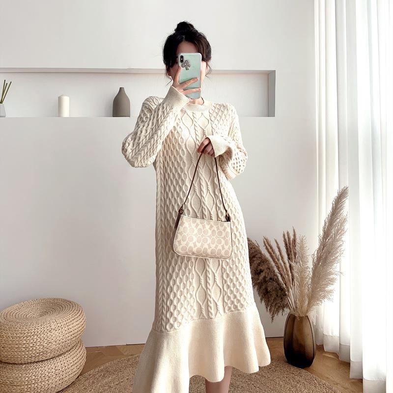Retro Hepburn Style Knitted Sweater Dress