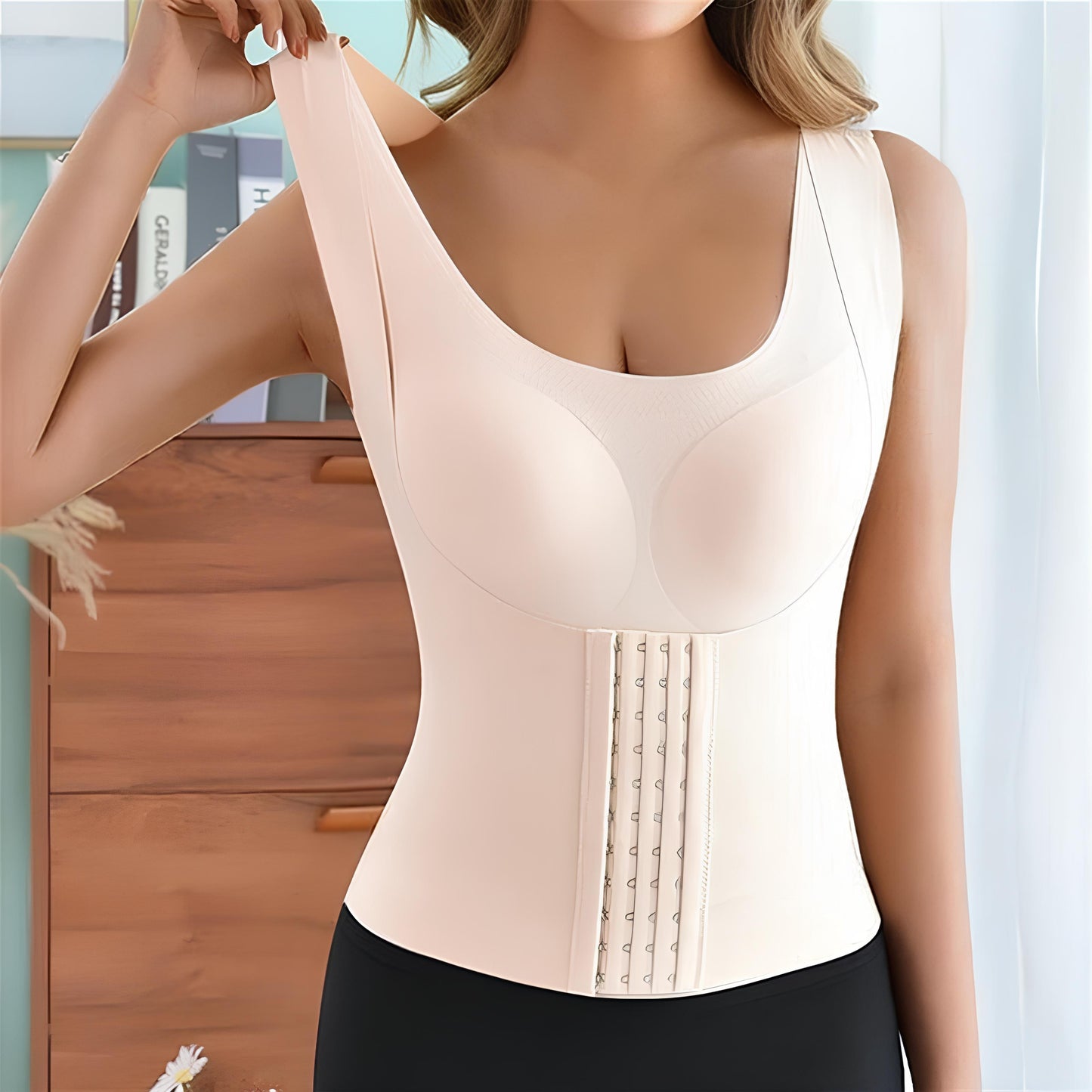 Scoop Neck Shapewear Tank – Removable Padding, Slimming Fit | Soft Nylon Blend | Nude