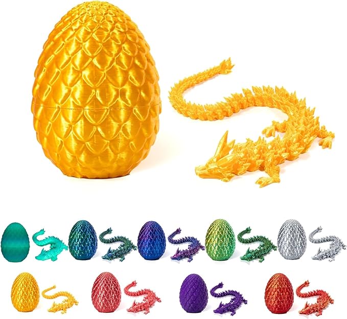 Flexible Joints Dragon in Egg Crystal Sculpture - 3D Printed Dragon Toy for Home and Office Decor