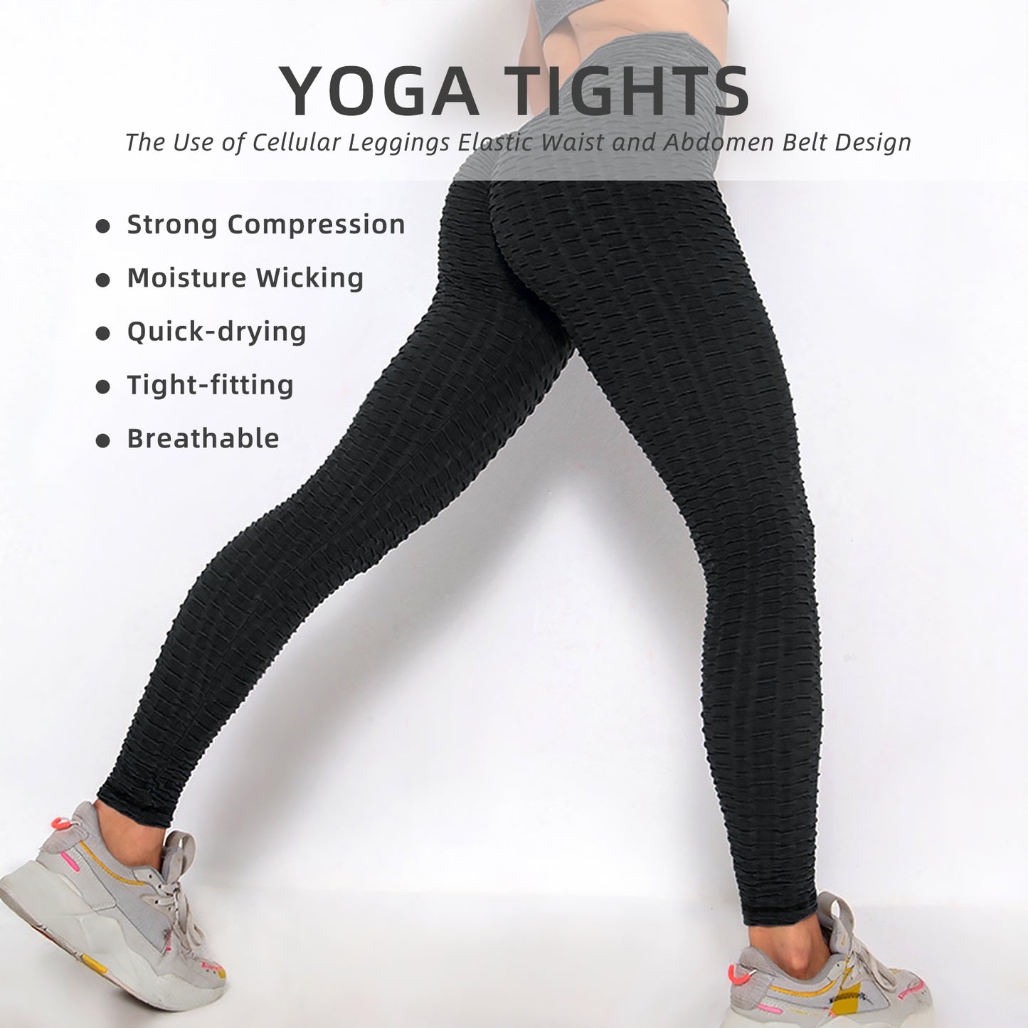 High-Waisted Bubble Textured Butt Lifting Yoga Pants - Tummy Control Workout Leggings for Women