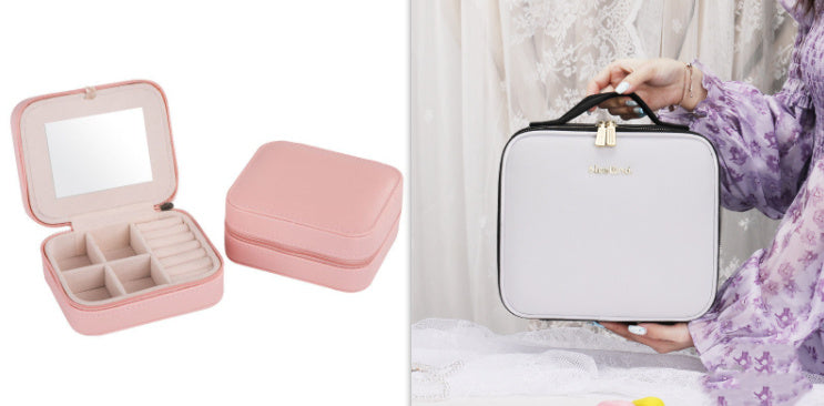 Smart LED Cosmetic Case with Mirror – Large Capacity Portable Makeup Bag, Fashionable Travel Storage