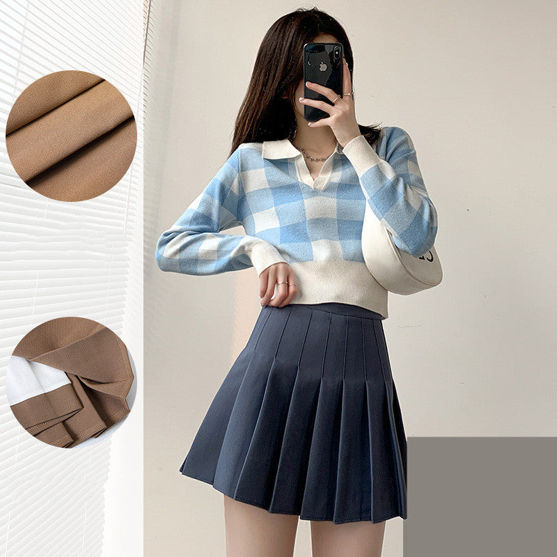 High Waist Pleated Skirt – Elegant A-Line Flowy Midi Skirt for Women, Summer Lightweight Knit Fabric, Casual & Office Wear