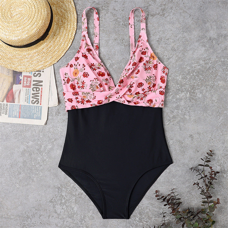 Slimming Color Matching One-piece Swimsuit For Women