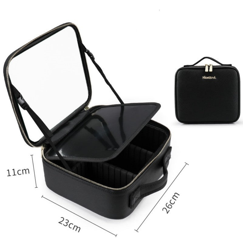 Smart LED Cosmetic Case with Mirror – Large Capacity Portable Makeup Bag, Fashionable Travel Storage