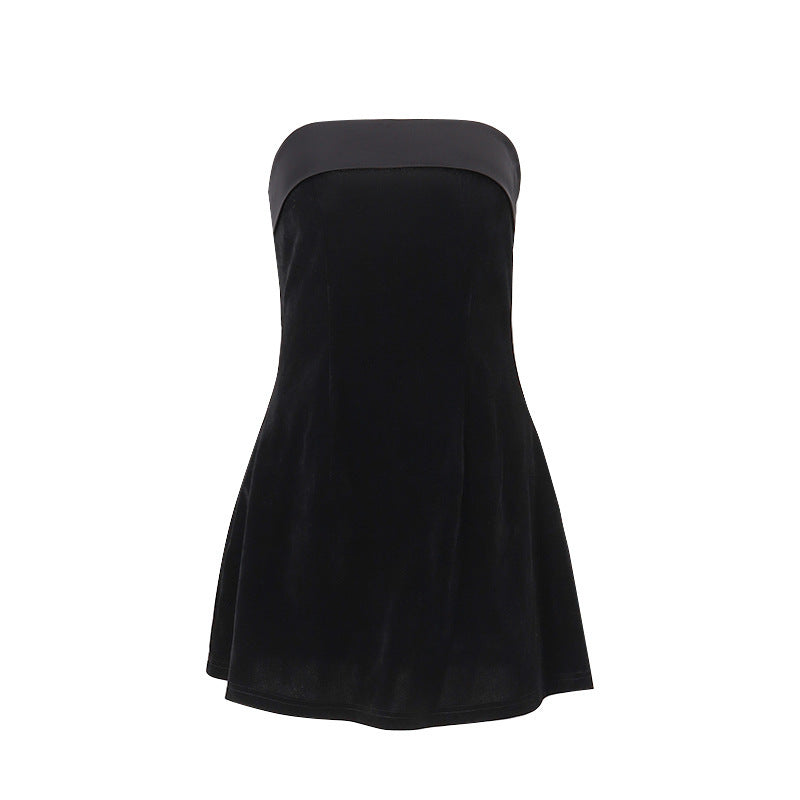 INS Slim Tube-Top A-Line Dress – Women’s Fashion Zipper Short Party Evening Dress