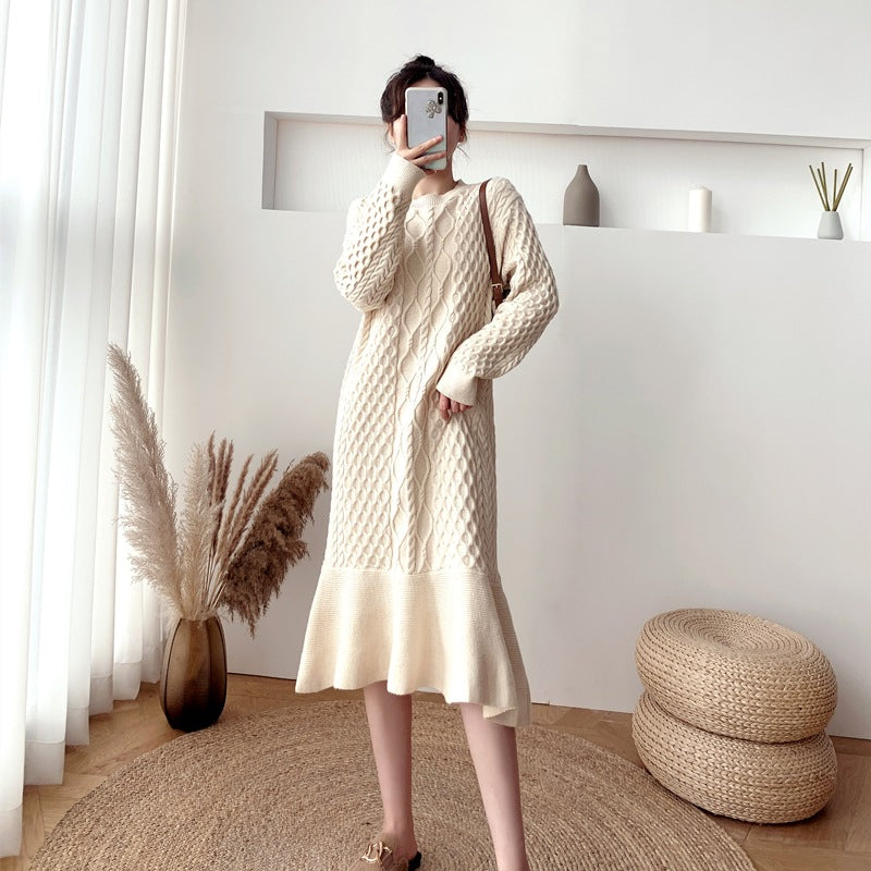 Retro Hepburn Style Knitted Sweater Dress