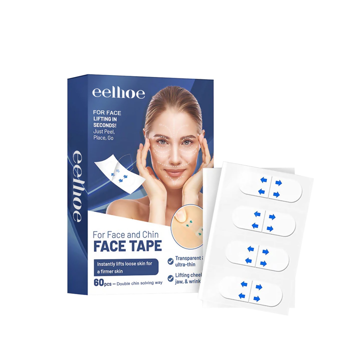 Instant Face Lift Patches – Anti-Wrinkle, Skin Tightening Strips with Hyaluronic Acid, Collagen & Vitamin C | Lifting Tape for Jawline, Double Chin & Fine Lines