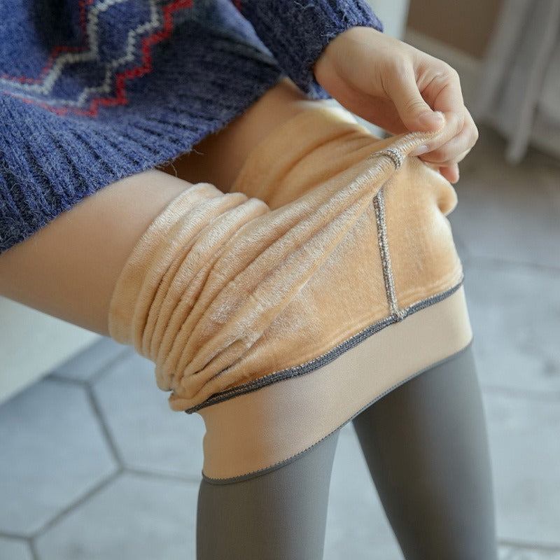 Cozy Women’s Fleece-Lined Pantyhose Translucent Leggings for Warmth