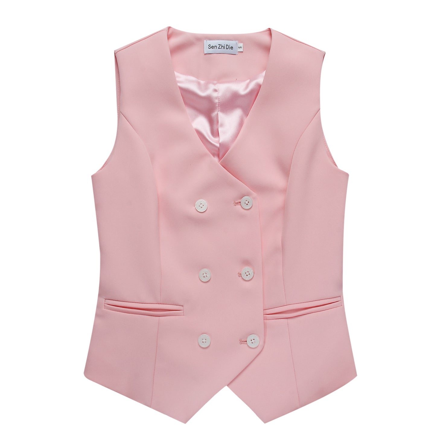 Women’s 3-Piece Pink Suit Set – Blazer, Vest & Trousers in Tailored Polyester