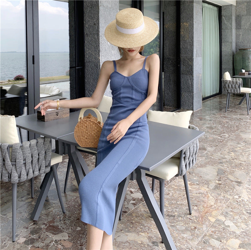 Temperament Solid Color Mid-length Dress
