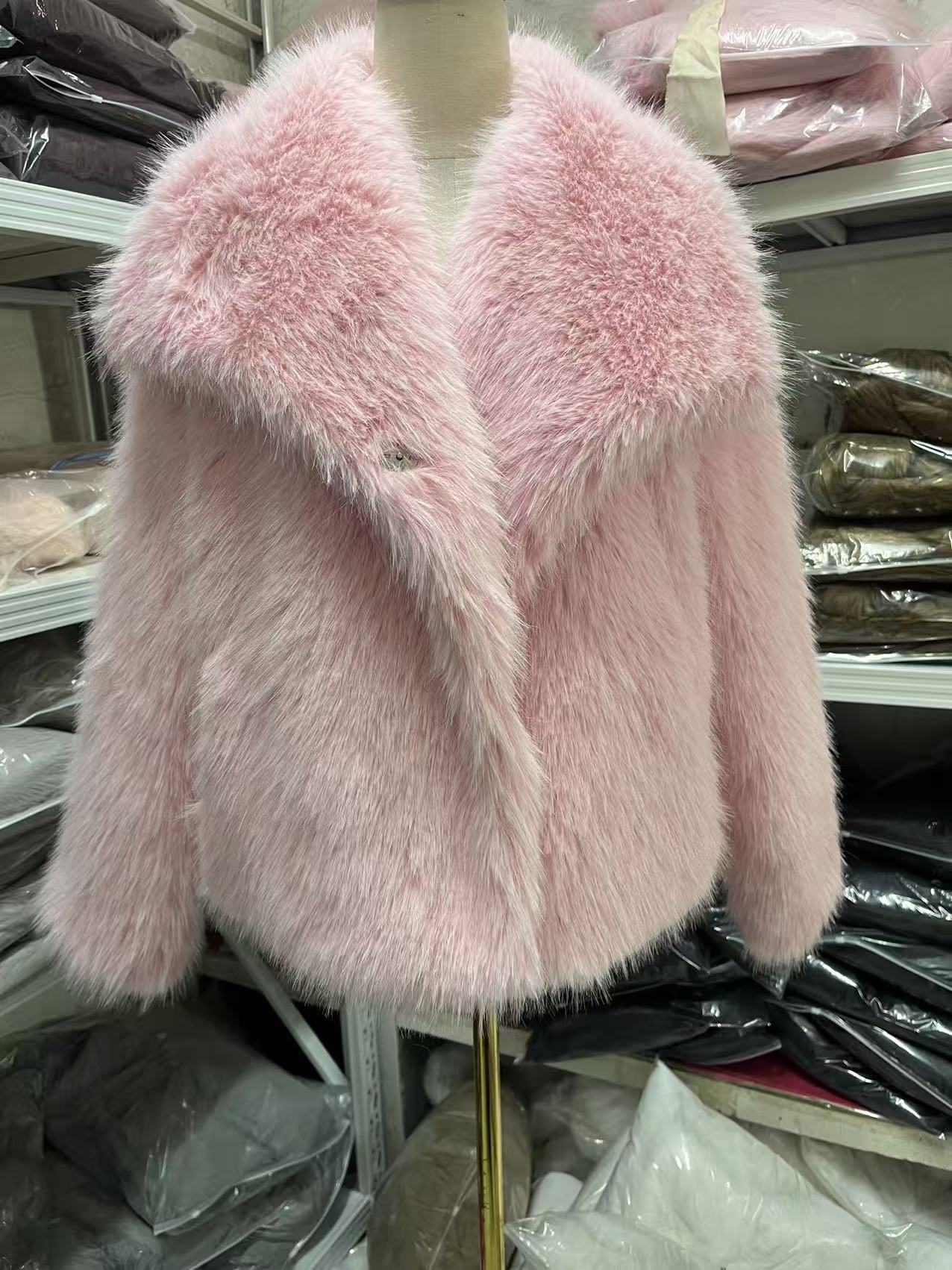 Women's Pure Color Versatile Faux Fur Collar Long Sleeve Coat