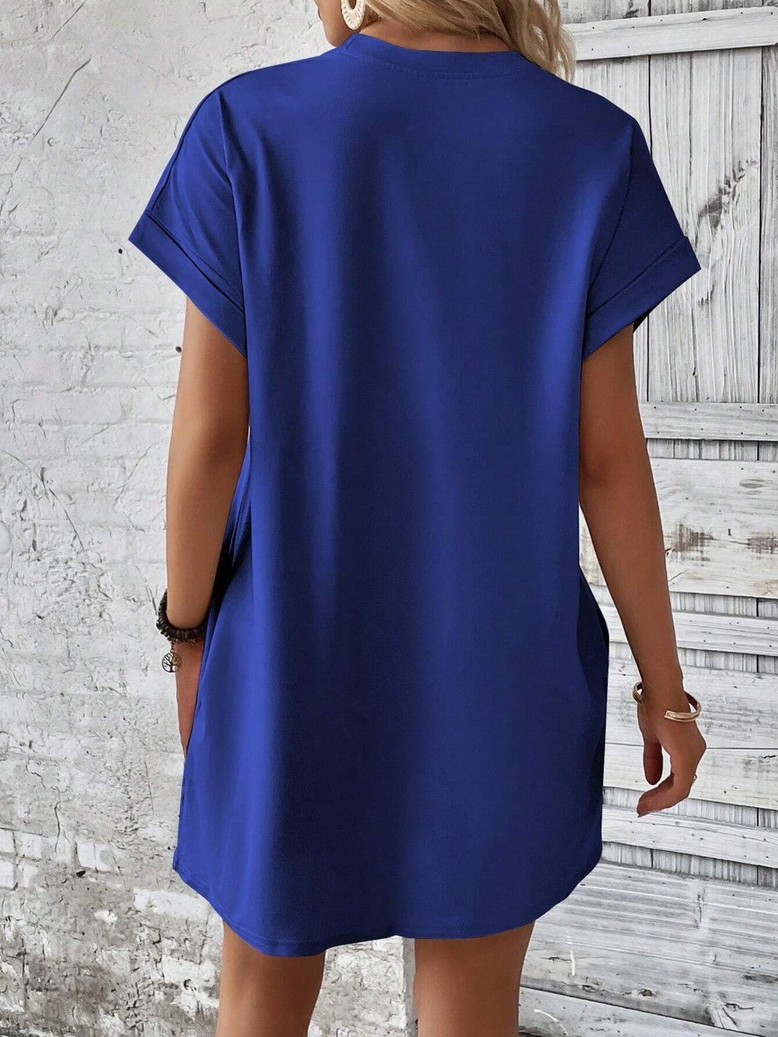 Round Neck Short Sleeve Mini Dress - Available in 8 Colors