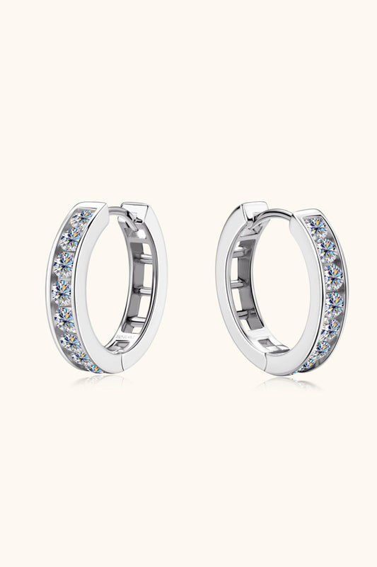 Moissanite 925 Sterling Silver Huggie Earrings