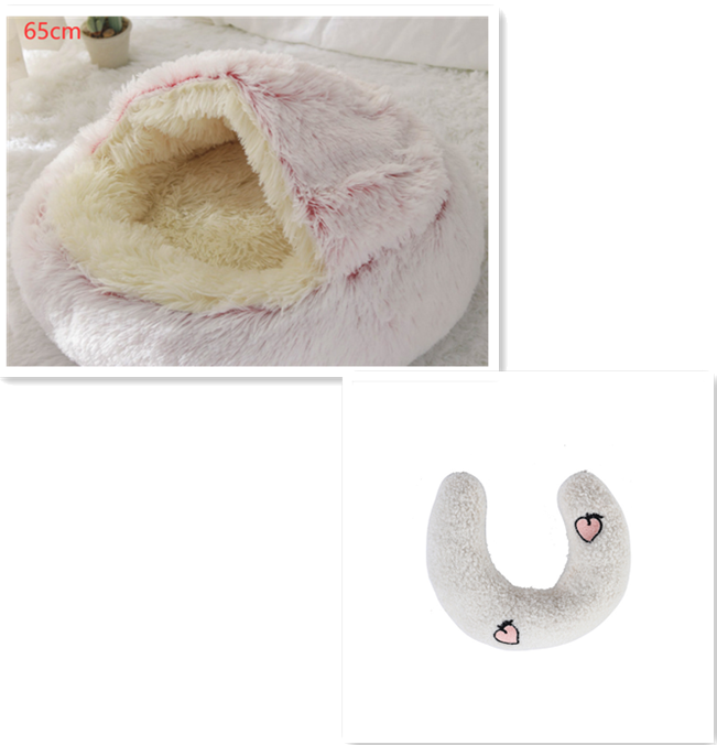 2 In 1 Dog And Cat Bed Pet Winter Bed Round Plush Warm Bed House Soft Long Plush Pets Bed