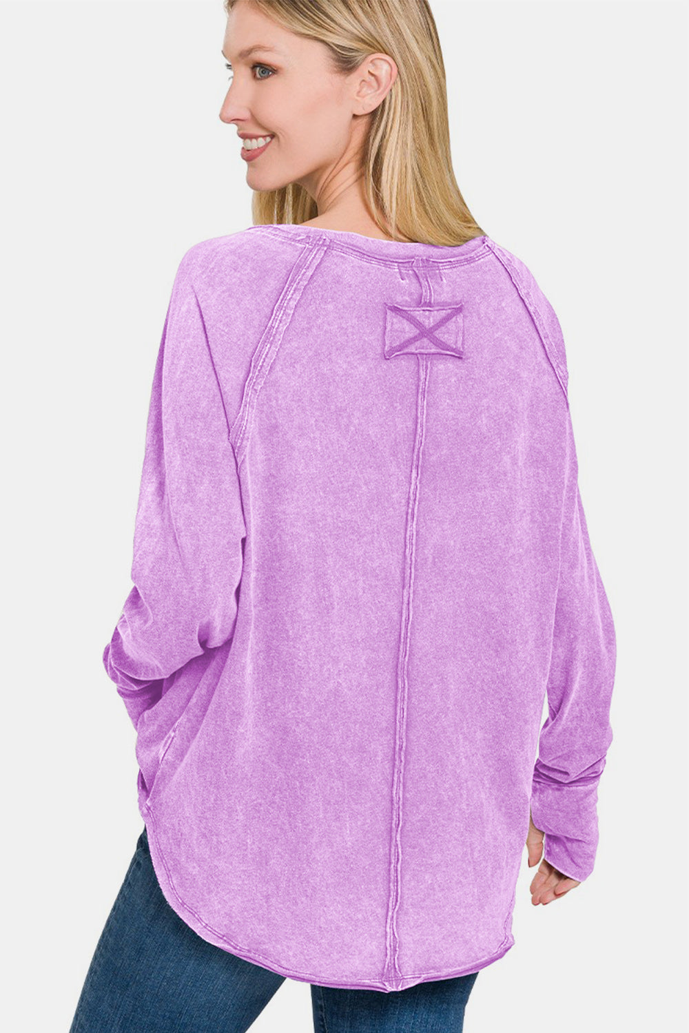 Zenana Round Neck Thumbhole Long Sleeve T-Shirt