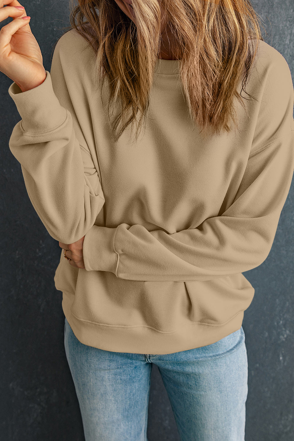 Cozy Round Neck Dropped Shoulder Sweatshirt