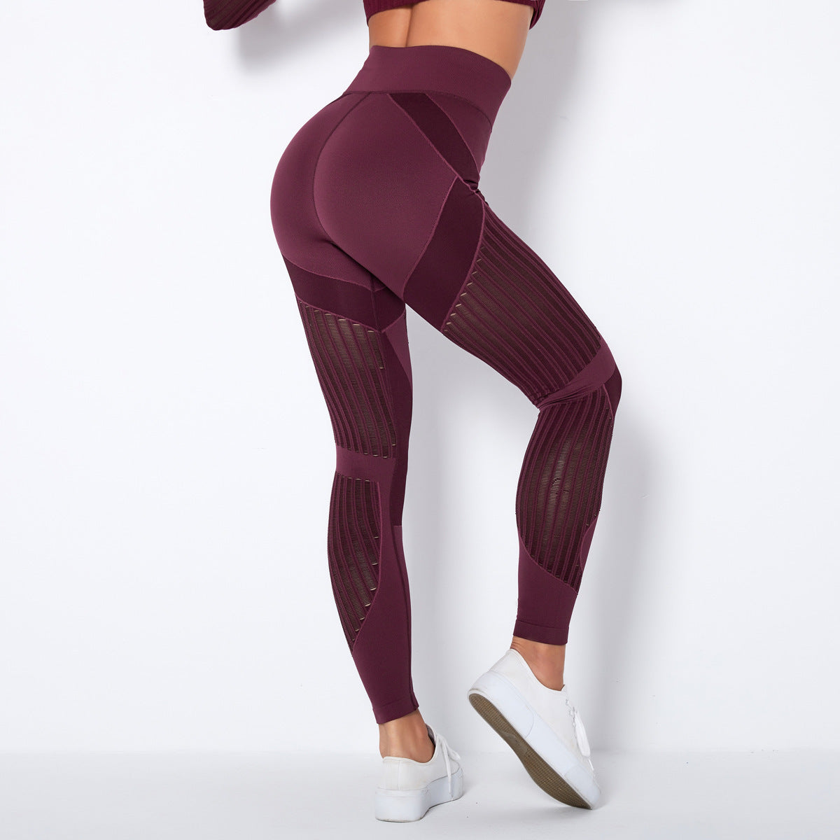 High-Waisted Seamless Mesh Yoga Leggings for Women – Butt-Lifting, Tummy Control Workout Pants