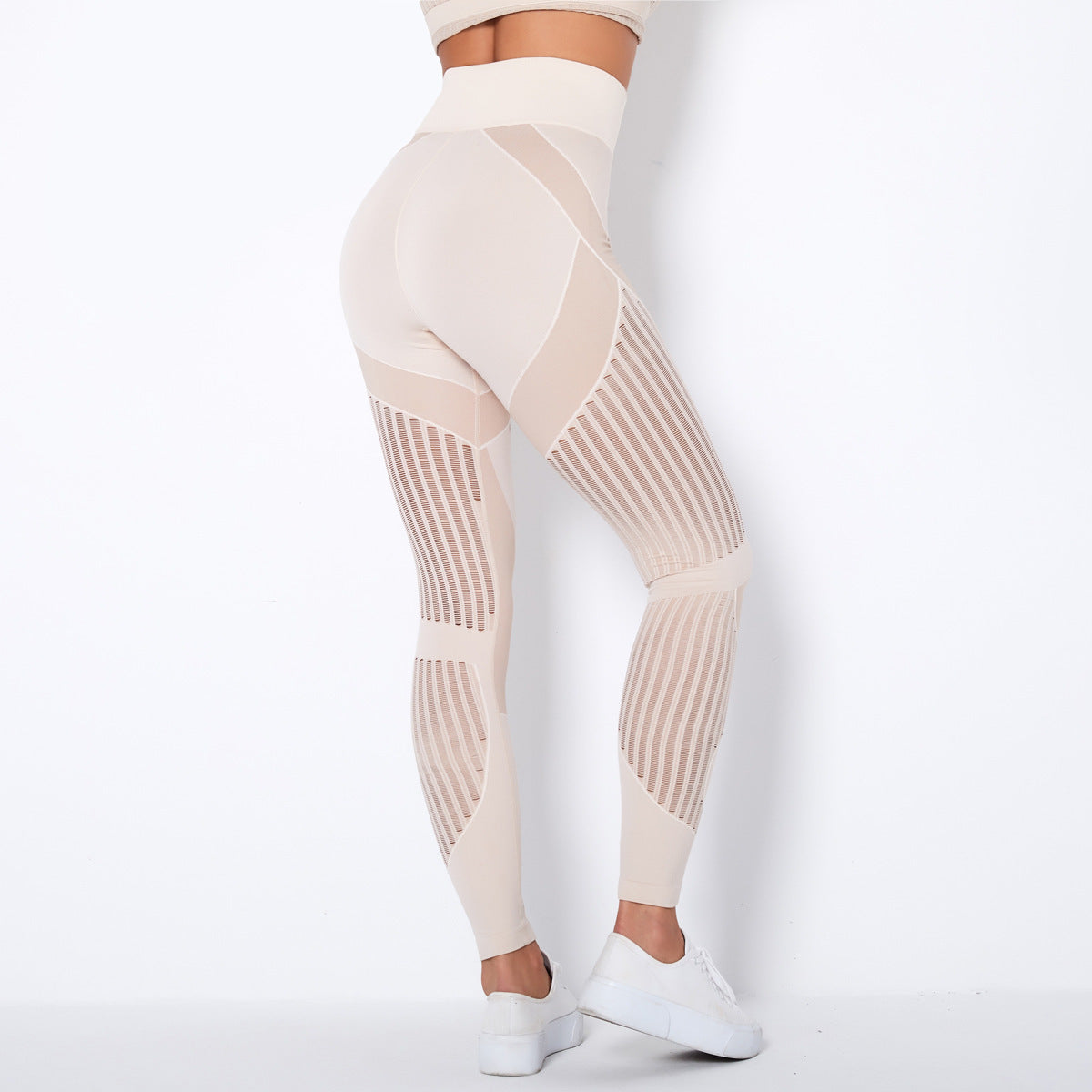 High-Waisted Seamless Mesh Yoga Leggings for Women – Butt-Lifting, Tummy Control Workout Pants